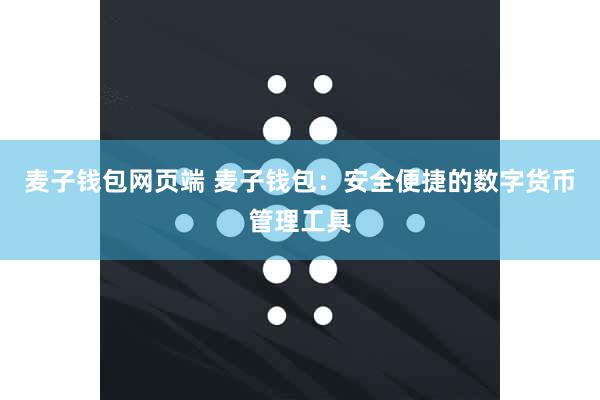 麦子钱包网页端 麦子钱包：安全便捷的数字货币管理工具